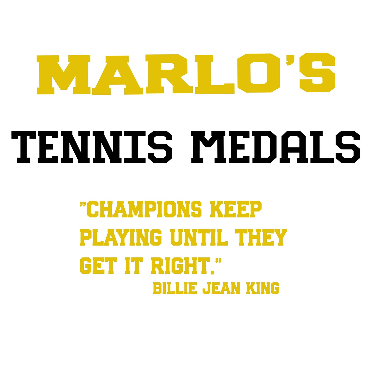 Custom Tennis "Champions Keep Playing Until They Get It Right" Trophy Display Rack | Sports Tournament Award Hanger