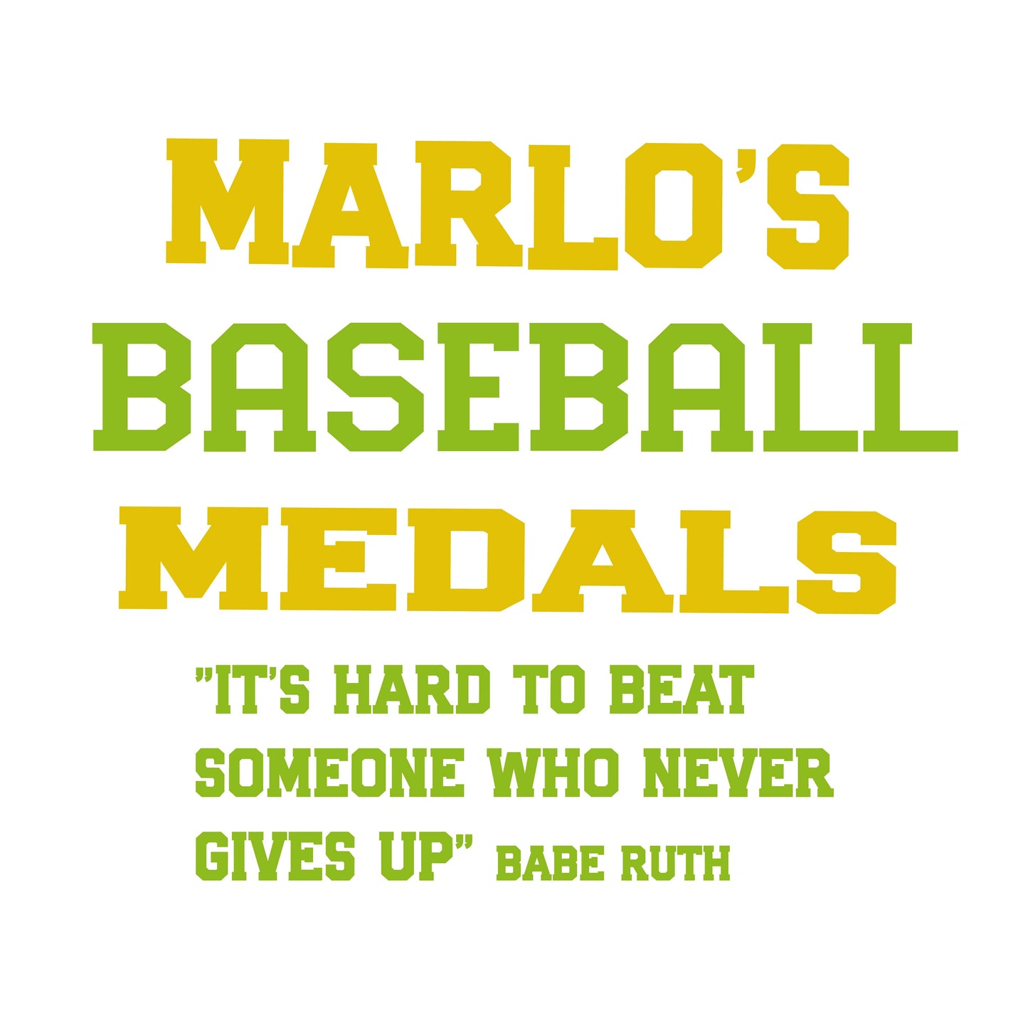 Custom Baseball "It's Hard to Beat Someone Who Never Gives Up" Trophy Display Rack | Sports Tournament Award Hanger