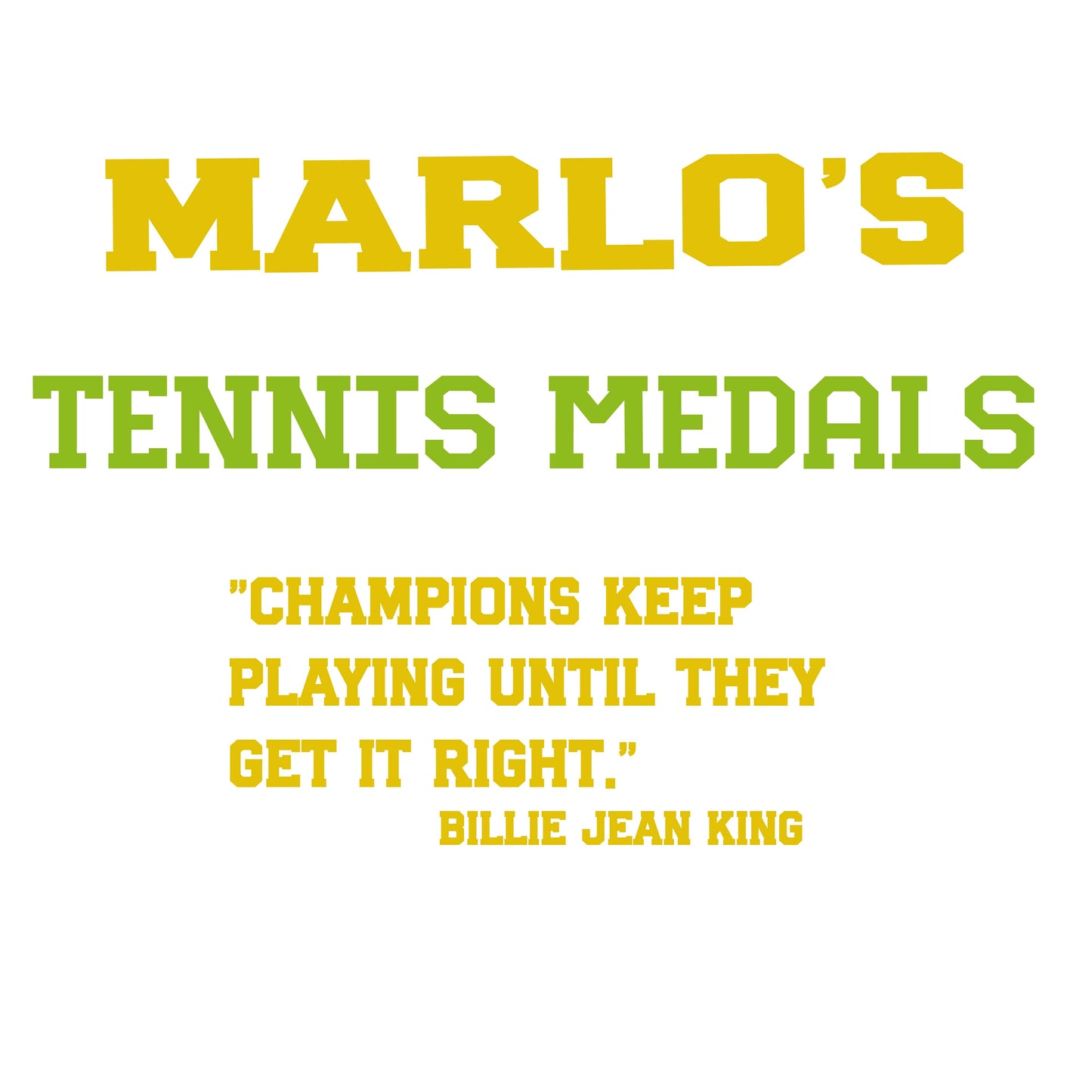 Custom Tennis "Champions Keep Playing Until They Get It Right" Trophy Display Rack | Sports Tournament Award Hanger