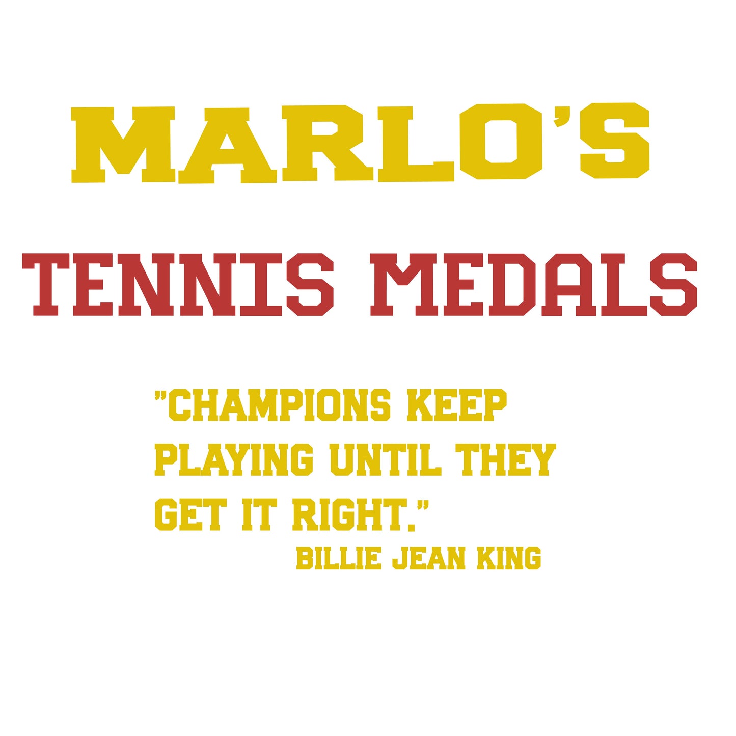 Custom Tennis "Champions Keep Playing Until They Get It Right" Trophy Display Rack | Sports Tournament Award Hanger