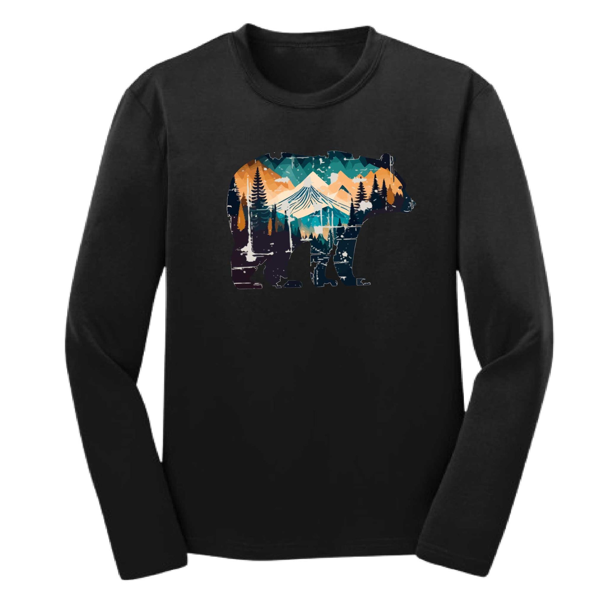 Bear Mountain | Youth Long Sleeve Camping T-Shirts | 100% Polyester