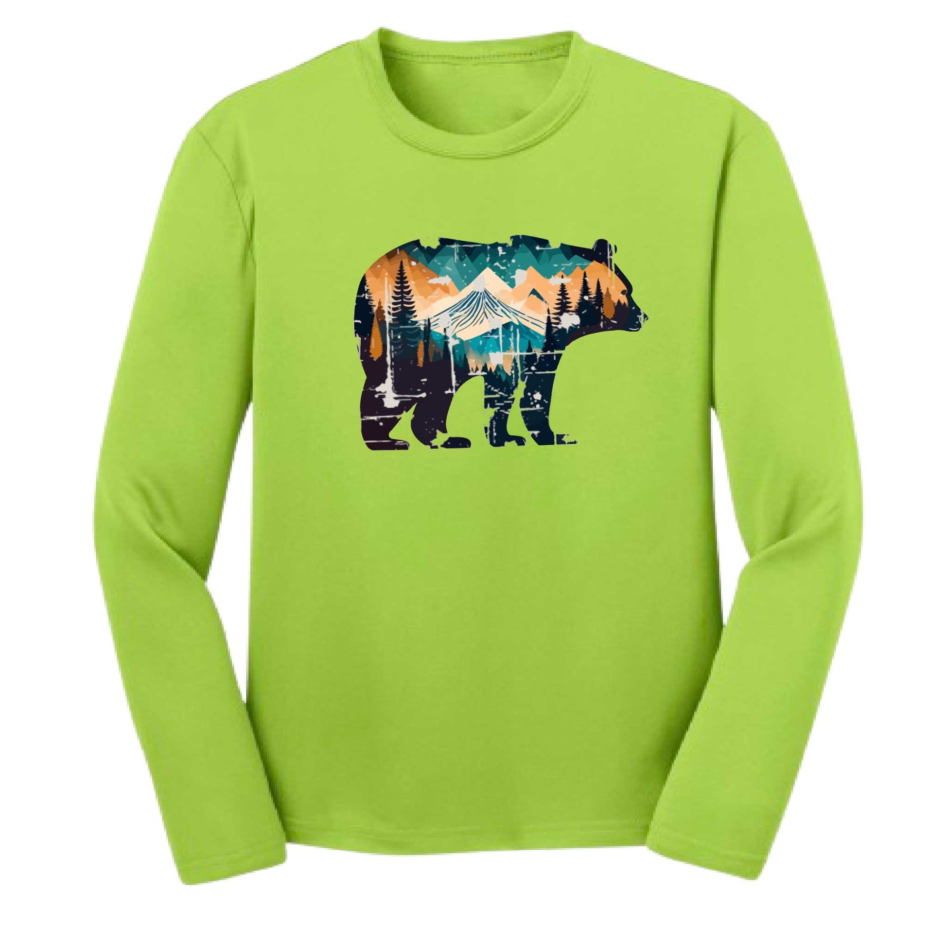 Bear Mountain | Youth Long Sleeve Camping T-Shirts | 100% Polyester