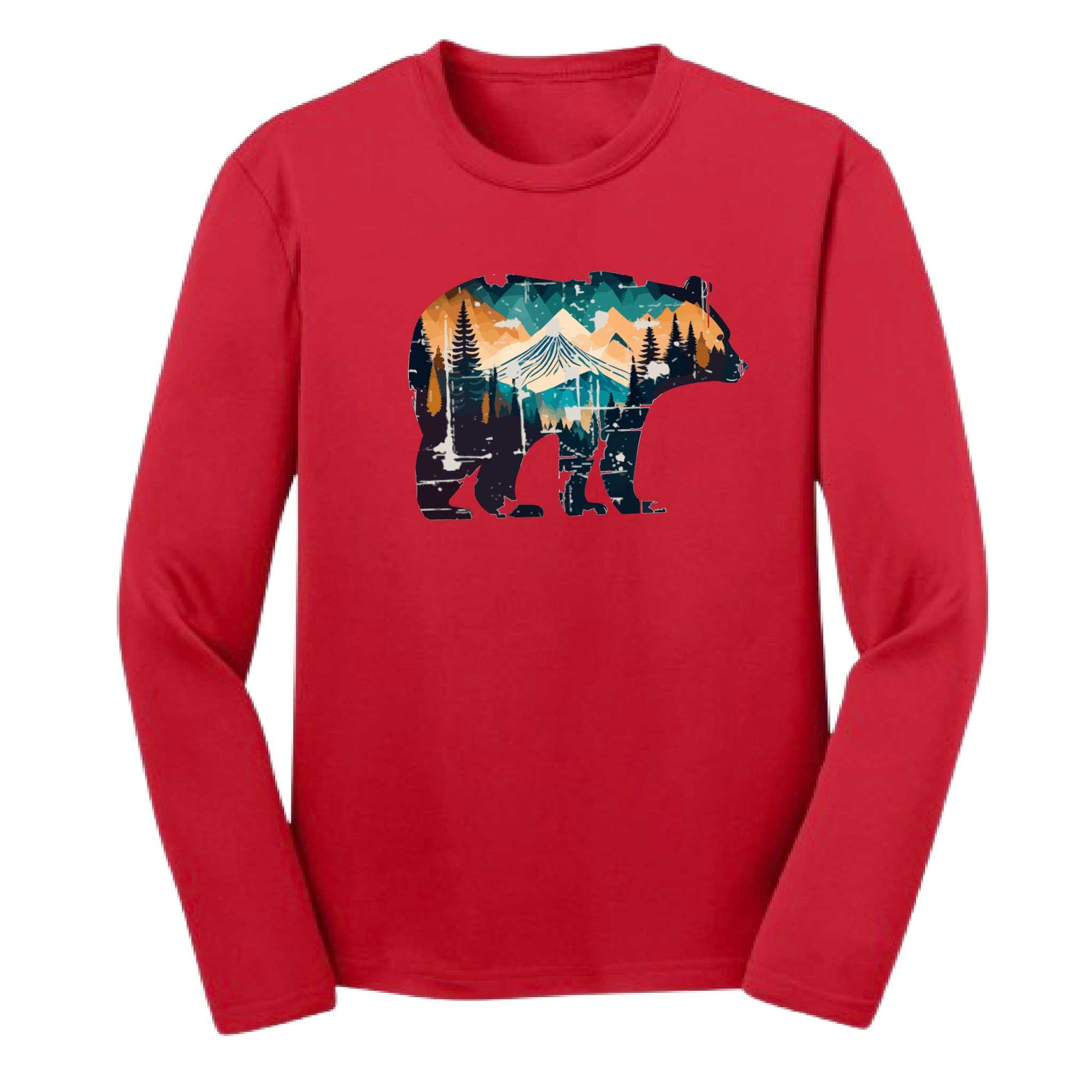 Bear Mountain | Youth Long Sleeve Camping T-Shirts | 100% Polyester