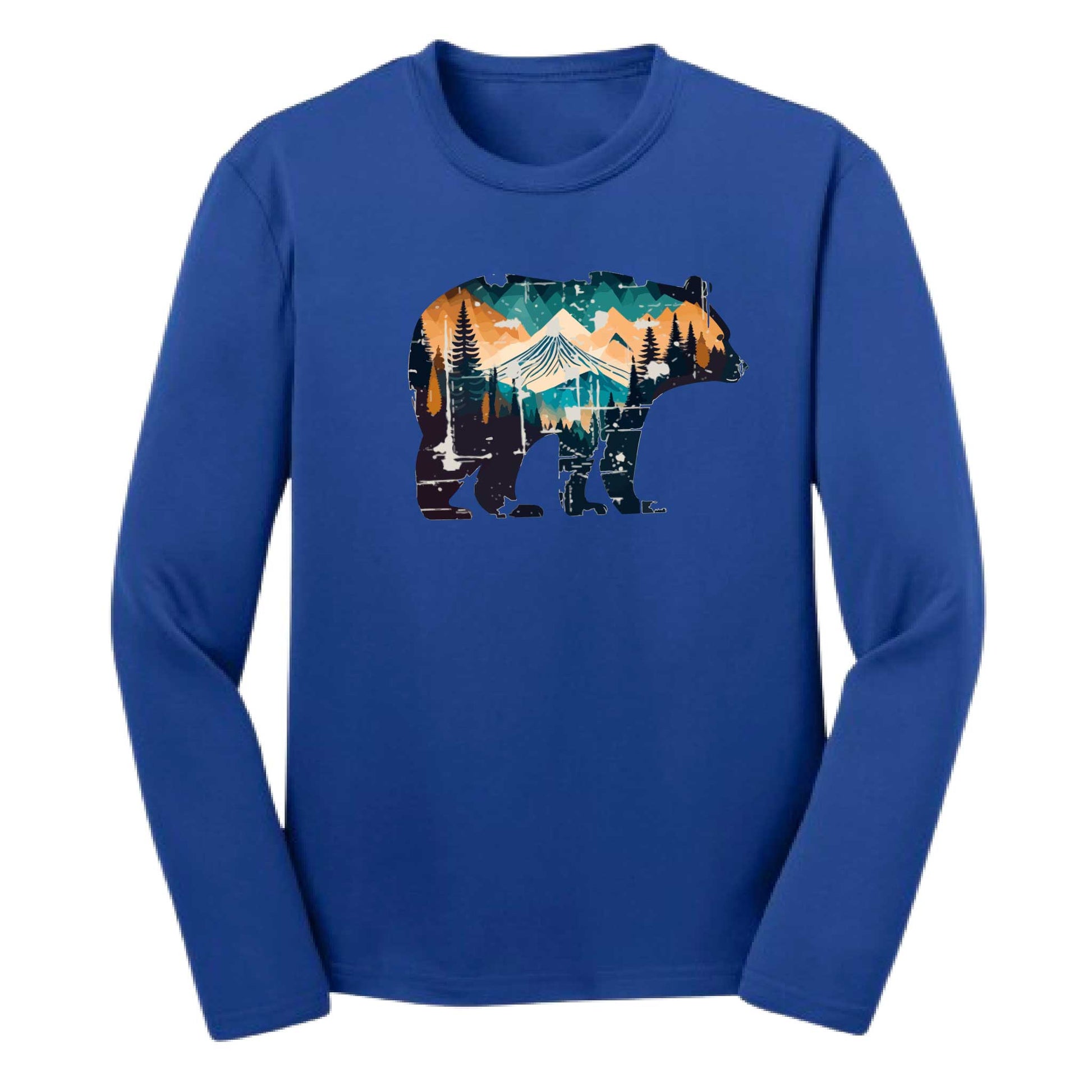 Bear Mountain | Youth Long Sleeve Camping T-Shirts | 100% Polyester