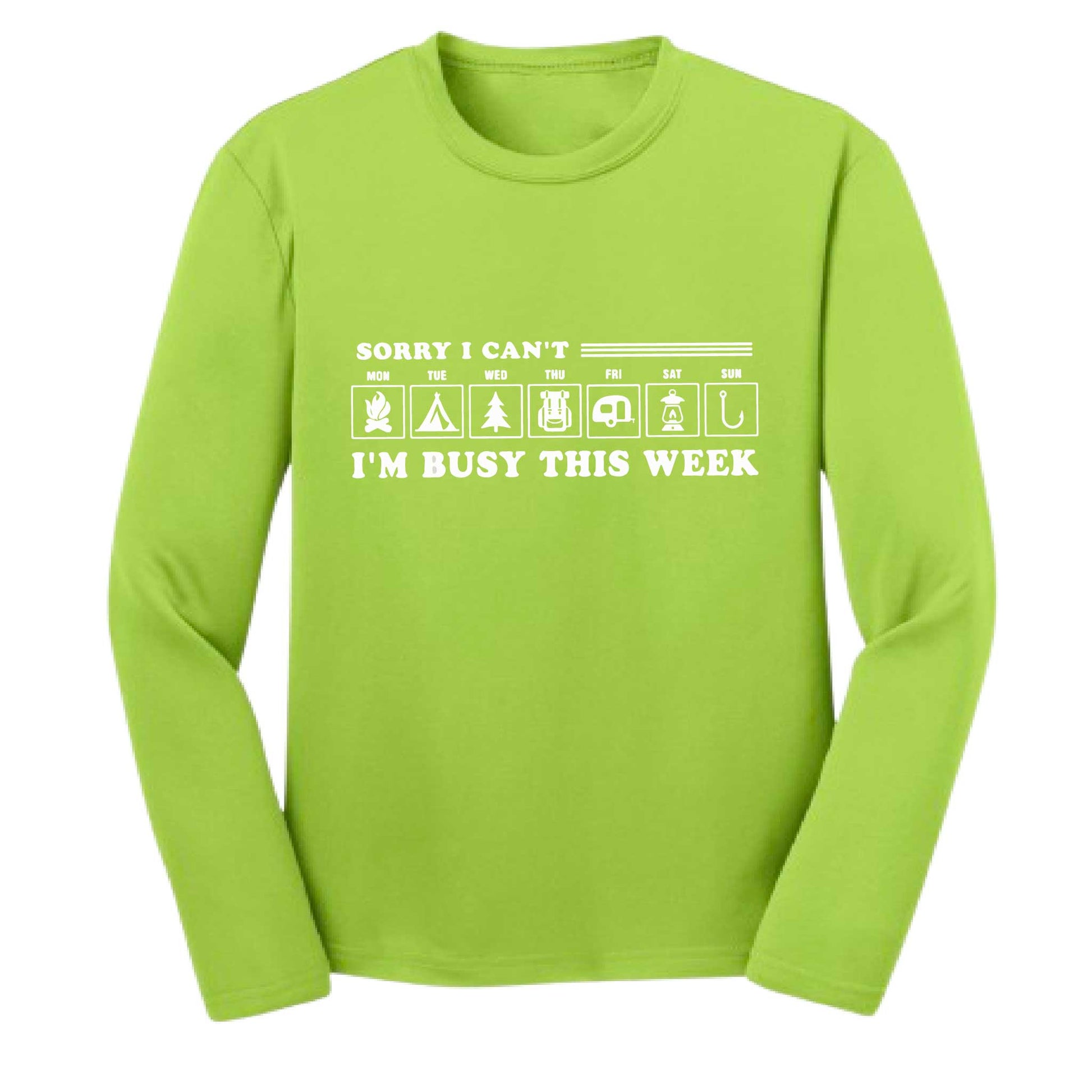 Sorry I Can't I'm Busy Camping This Week | Youth Long Sleeve Camping T-Shirts | 100% Polyester