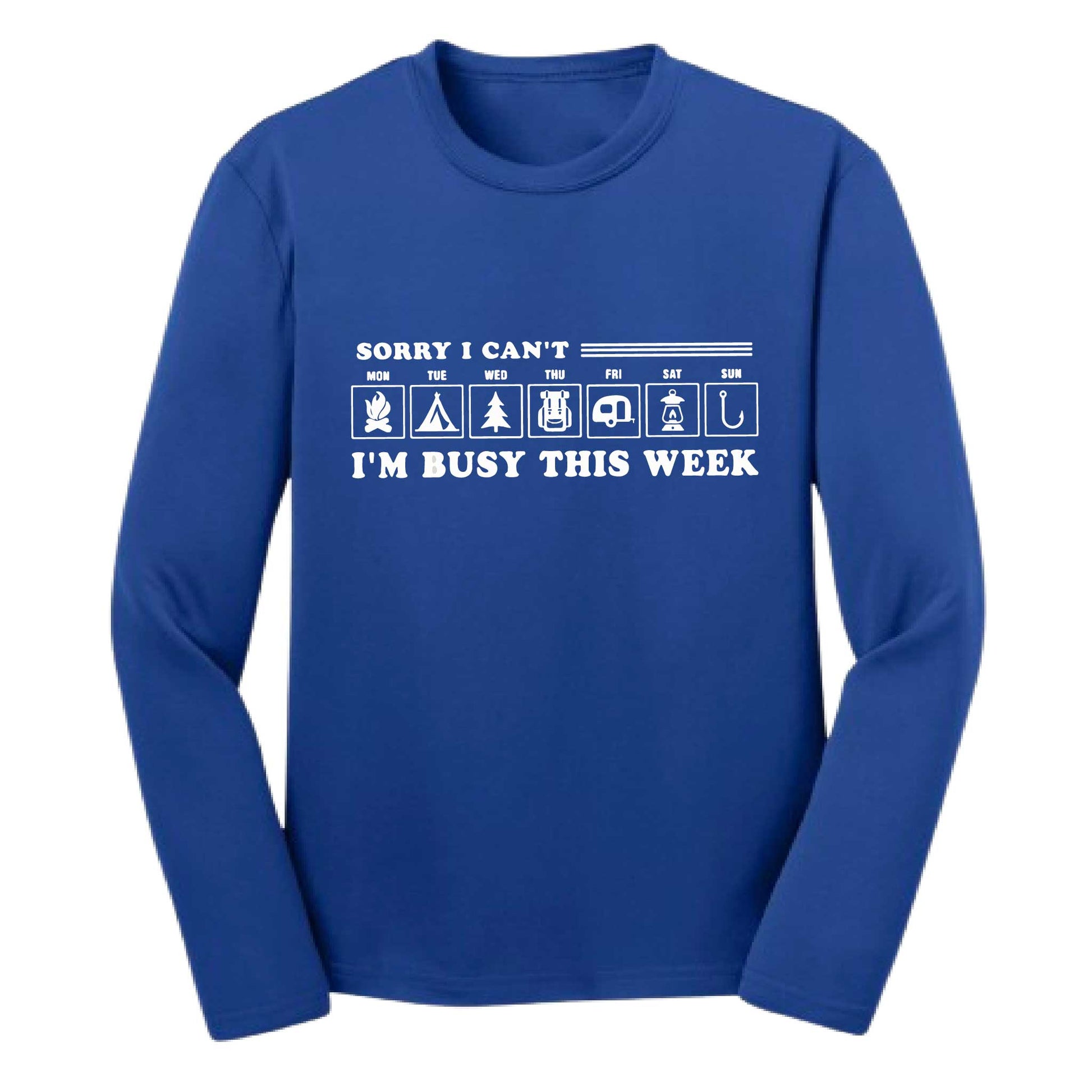 Sorry I Can't I'm Busy Camping This Week | Youth Long Sleeve Camping T-Shirts | 100% Polyester
