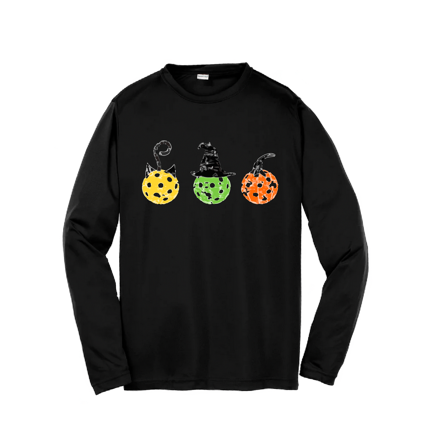 Cat Witch Pumpkin | Youth Long Sleeve Pickleball Shirts | 100% Polyester