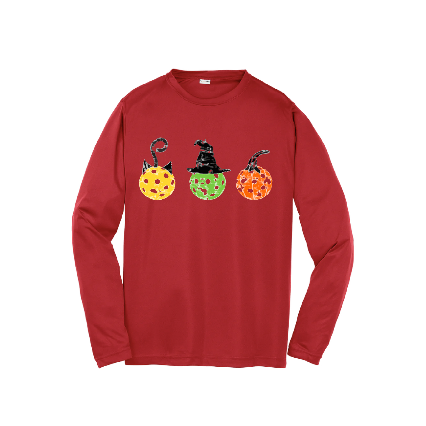 Cat Witch Pumpkin | Youth Long Sleeve Pickleball Shirts | 100% Polyester