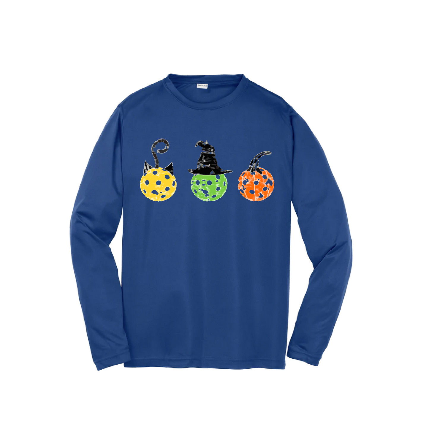 Cat Witch Pumpkin | Youth Long Sleeve Pickleball Shirts | 100% Polyester