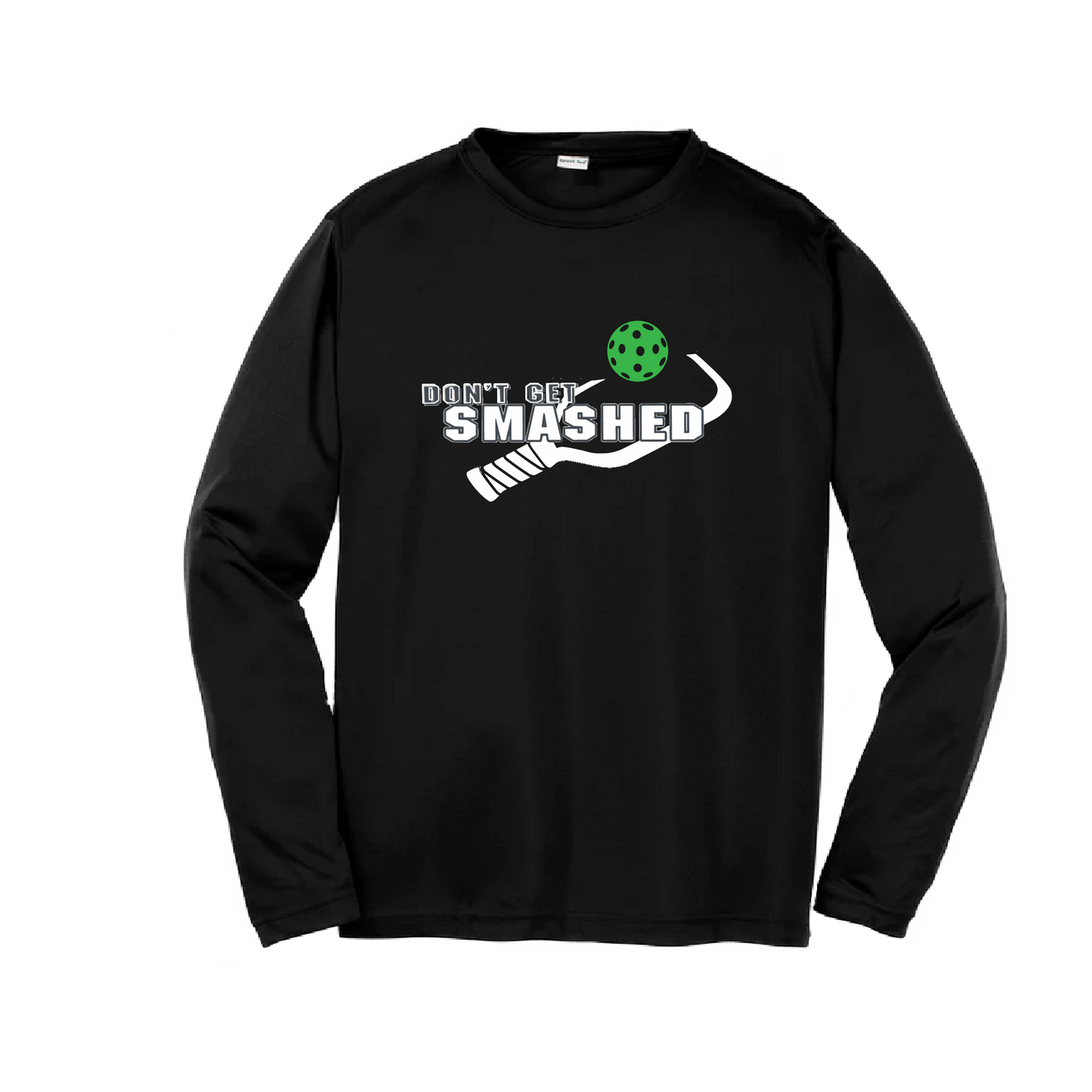 Don't Get Smashed (Red Rainbow Green Pickleball Colors) | Youth Long Sleeve Athletic Shirt | 100% Polyester
