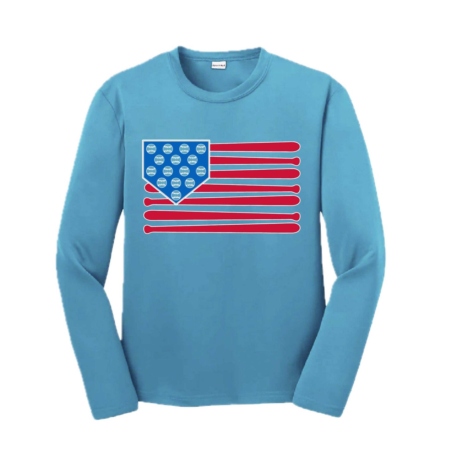 Baseball Flag | Youth Long Sleeve Baseball Performance T-Shirts | 100% Polyester