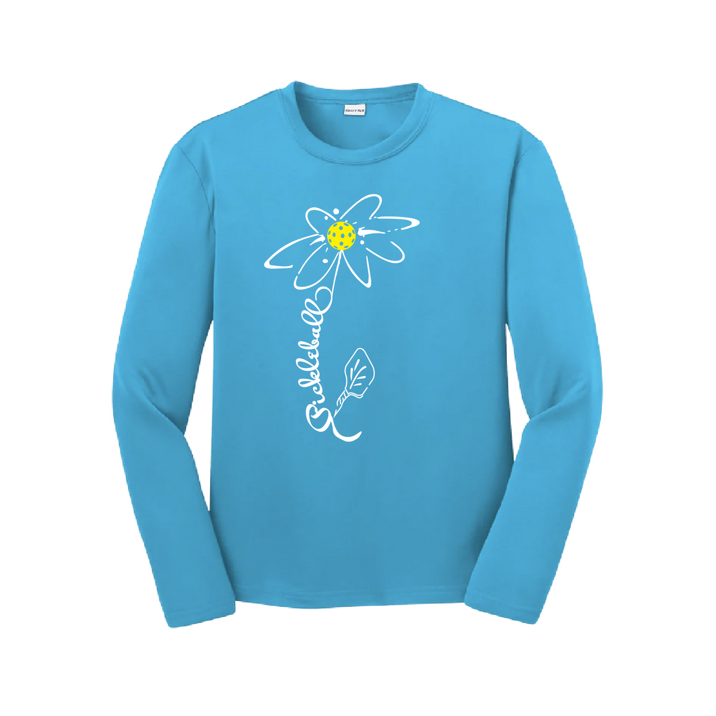 Pickleball Flower (White Yellow) | Youth Long Sleeve Pickleball Shirts | 100% Polyester