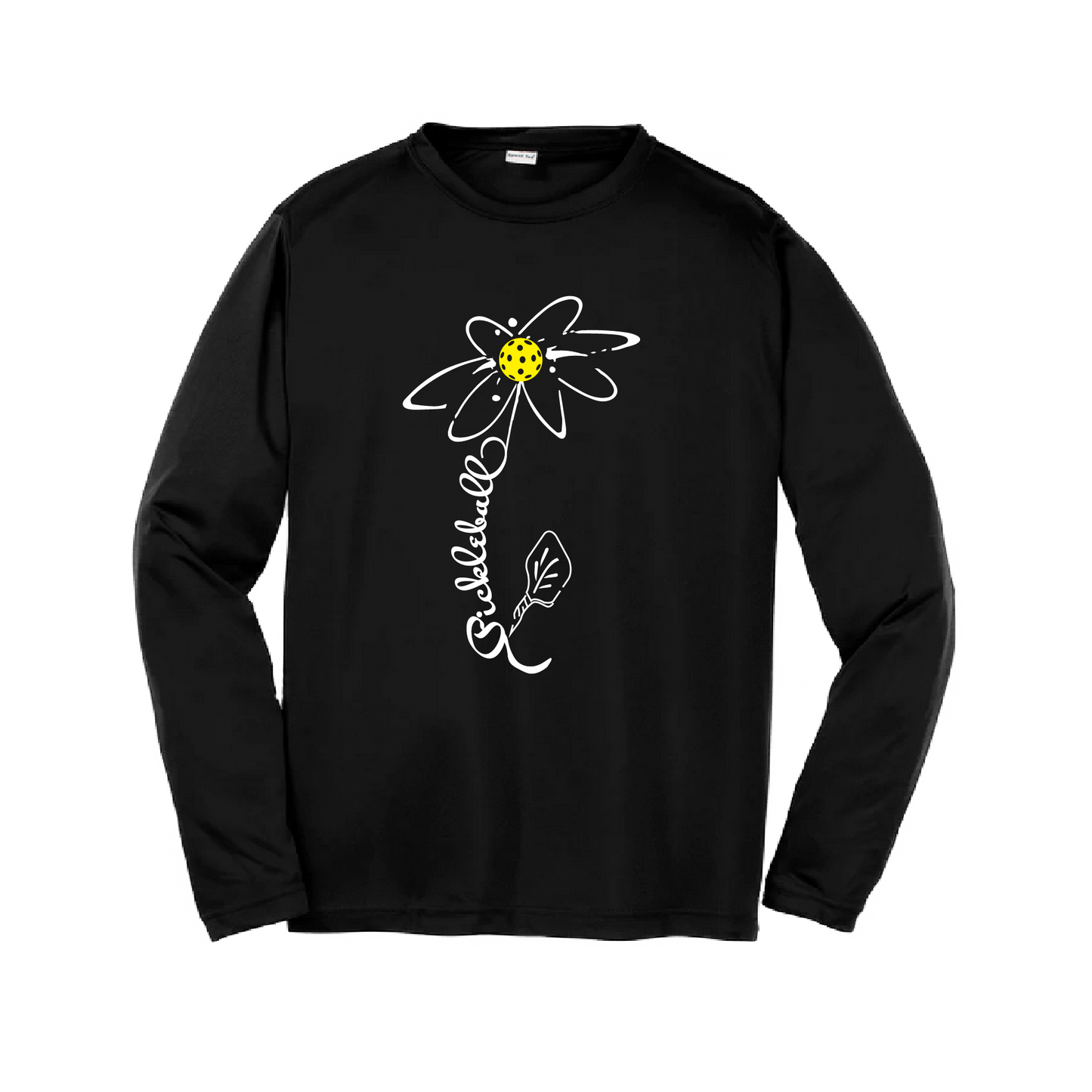 Pickleball Flower (White Yellow) | Youth Long Sleeve Pickleball Shirts | 100% Polyester