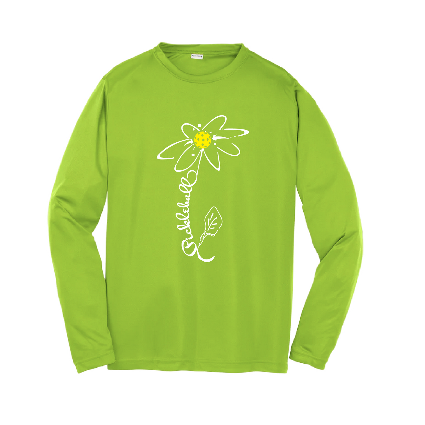 Pickleball Flower (White Yellow) | Youth Long Sleeve Pickleball Shirts | 100% Polyester