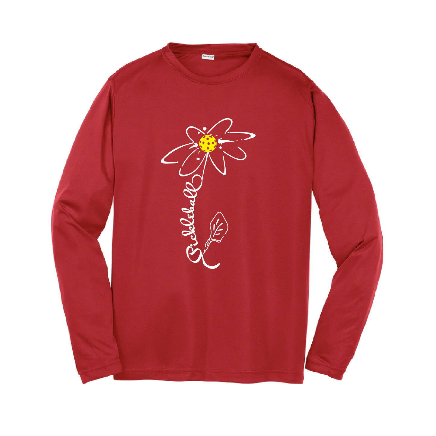 Pickleball Flower (White Yellow) | Youth Long Sleeve Pickleball Shirts | 100% Polyester