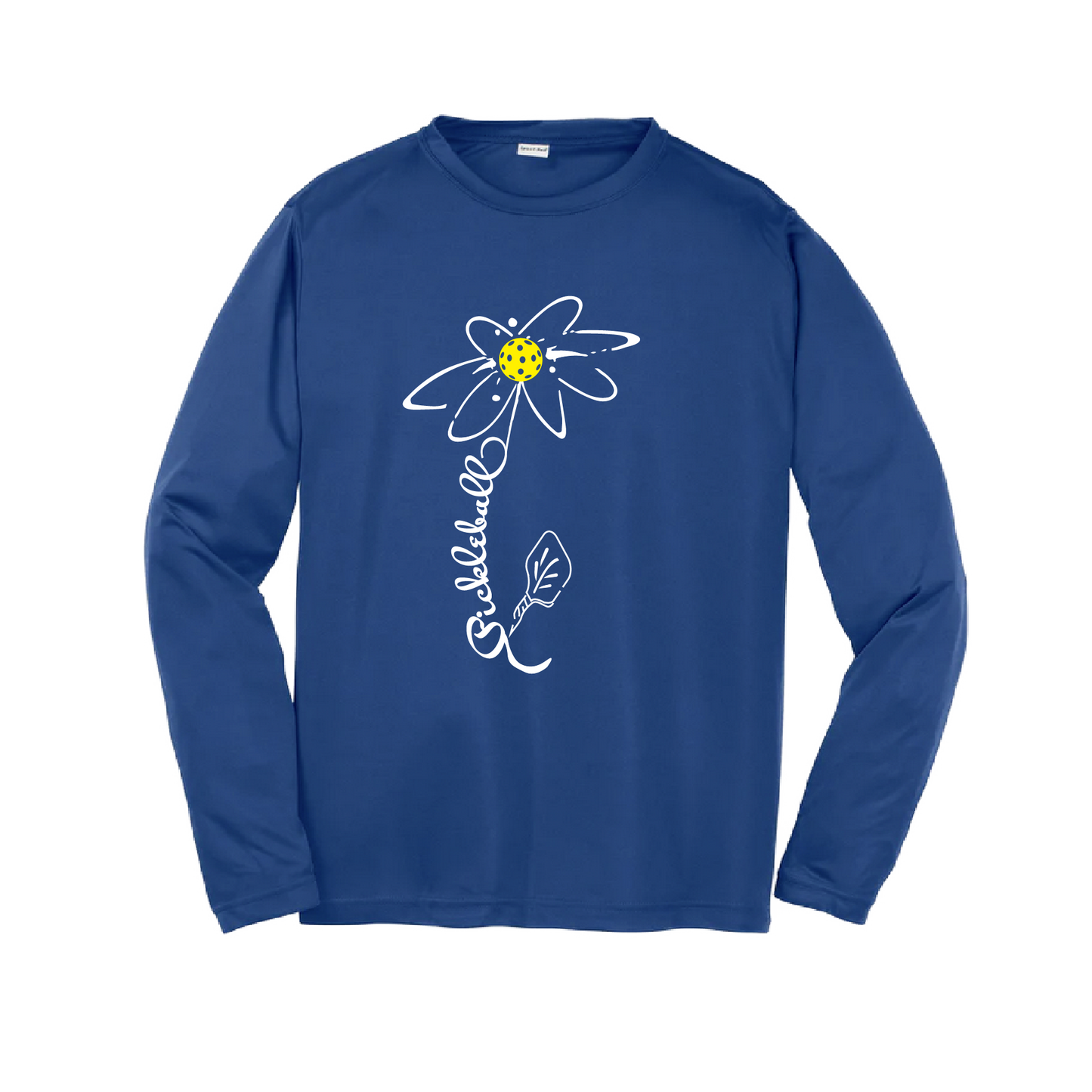 Pickleball Flower (White Yellow) | Youth Long Sleeve Pickleball Shirts | 100% Polyester