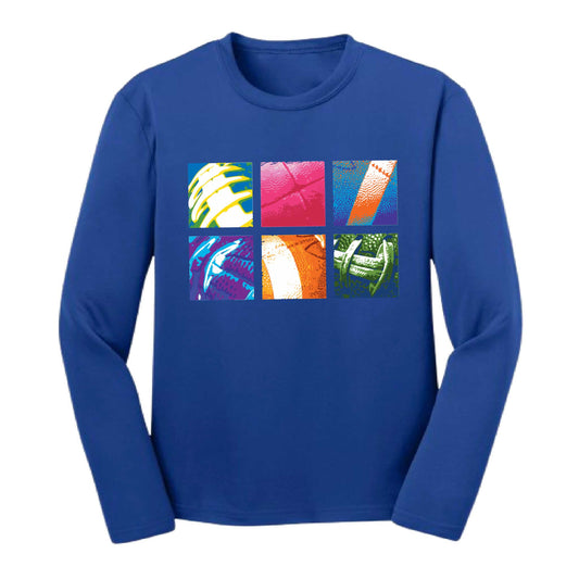 Football Squares | Youth Long Sleeve Football T-Shirts | 100% Polyester