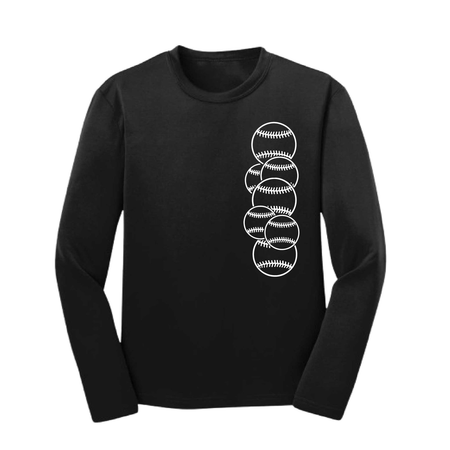 Full Count | Youth Long Sleeve Baseball Performance T-Shirts | 100% Polyester
