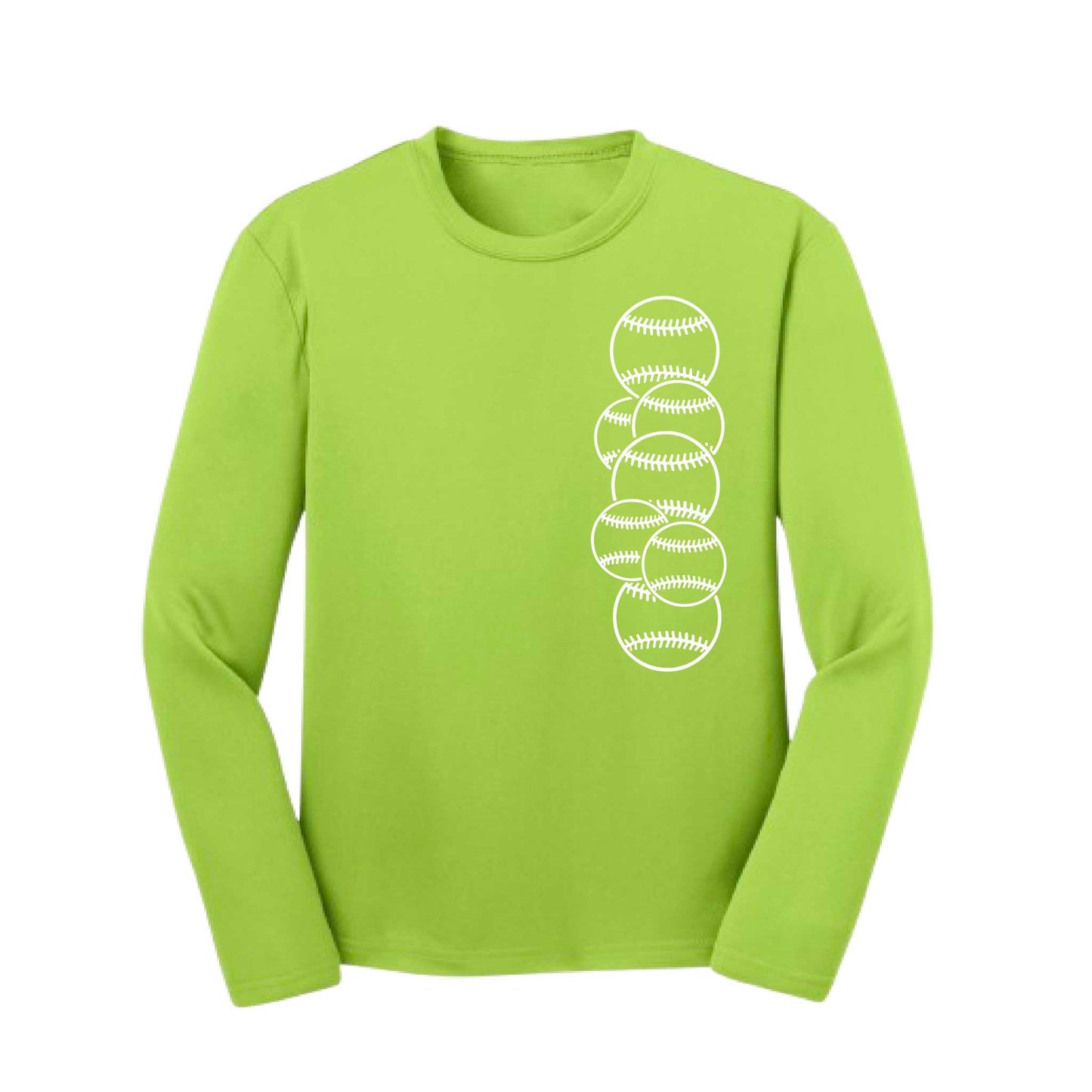 Full Count | Youth Long Sleeve Baseball Performance T-Shirts | 100% Polyester
