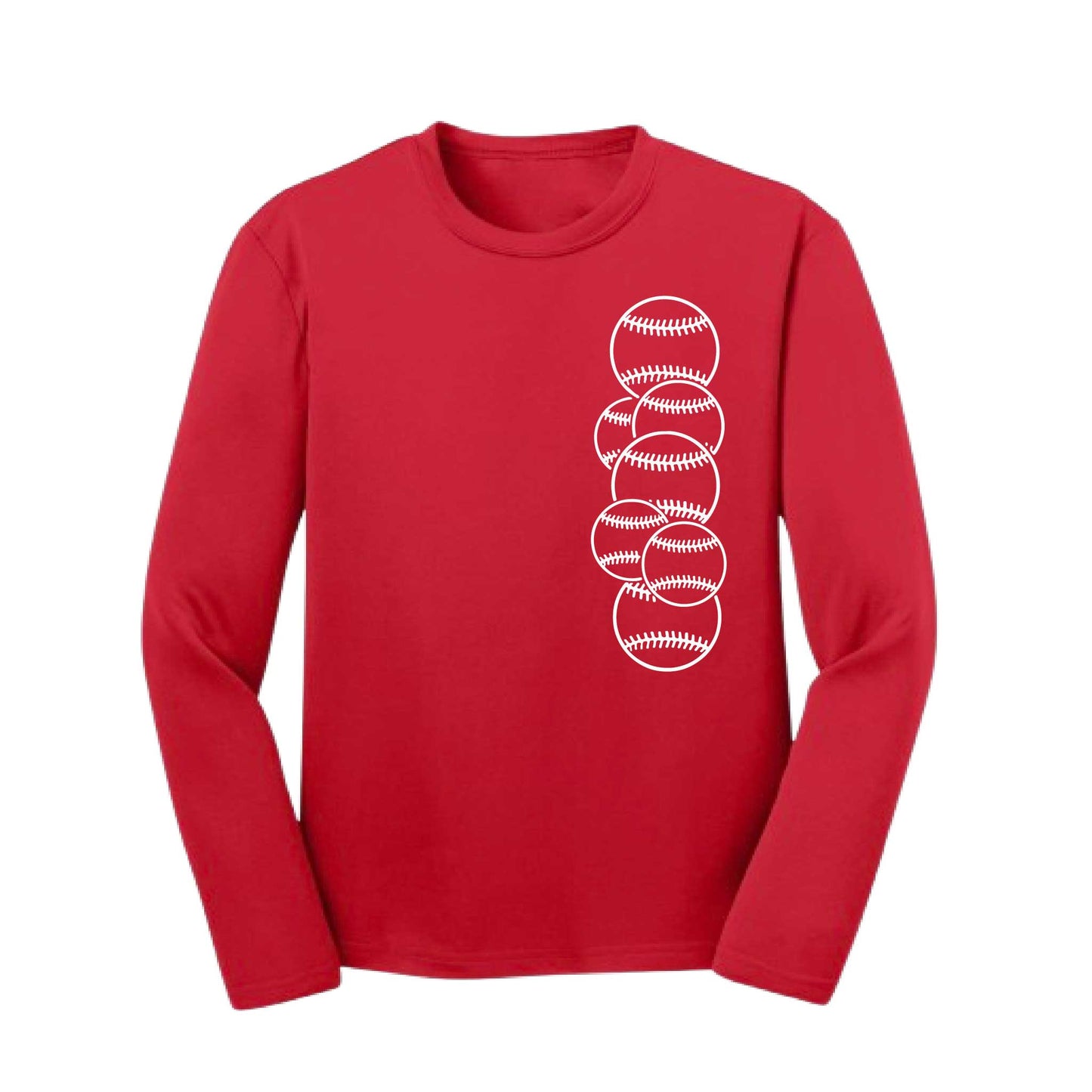 Full Count | Youth Long Sleeve Baseball Performance T-Shirts | 100% Polyester