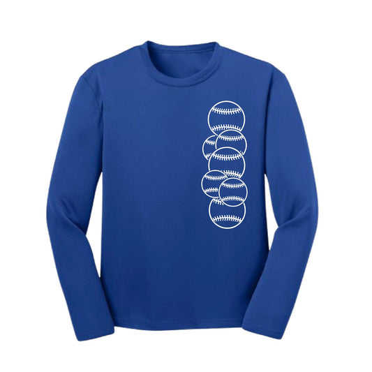 Full Count | Youth Long Sleeve Baseball Performance T-Shirts | 100% Polyester