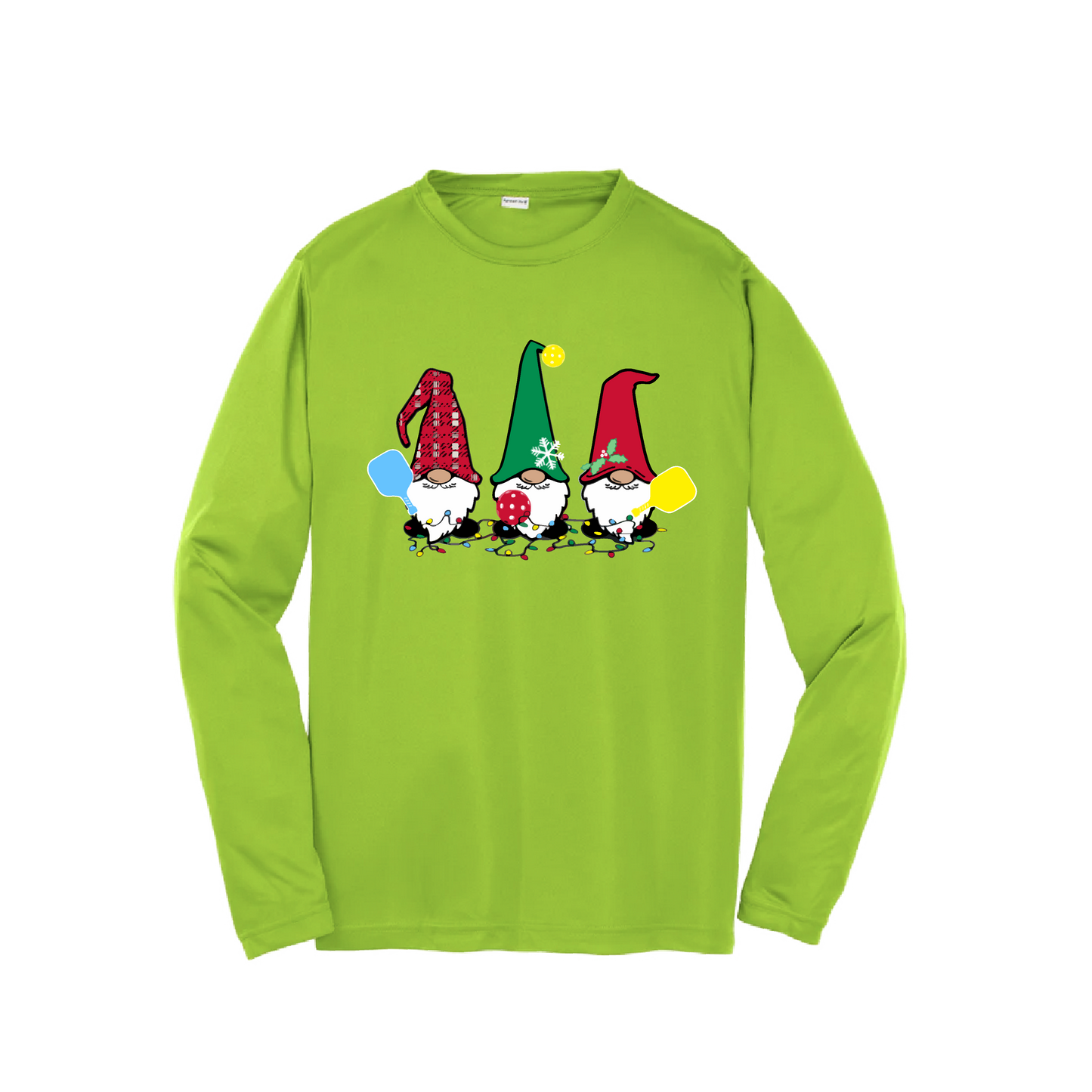 Christmas Gnomes | Youth Long Sleeve Pickleball Shirts | 100% Polyester