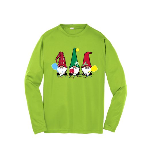 Christmas Gnomes | Youth Long Sleeve Pickleball Shirts | 100% Polyester