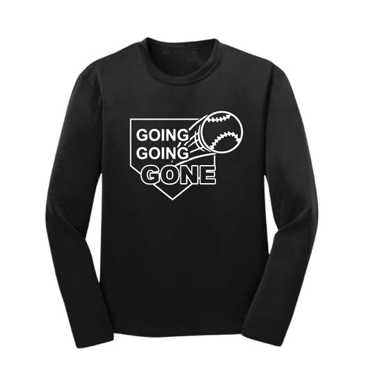 Going Going Gone | Youth Long Sleeve Baseball Performance T-Shirts | 100% Polyester