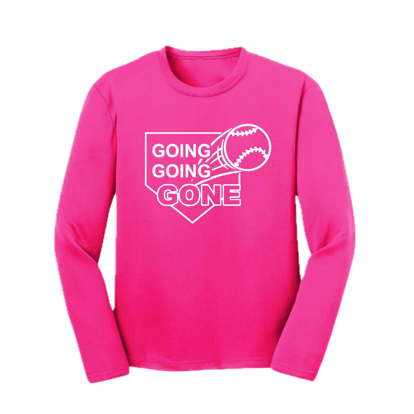 Going Going Gone | Youth Long Sleeve Baseball Performance T-Shirts | 100% Polyester