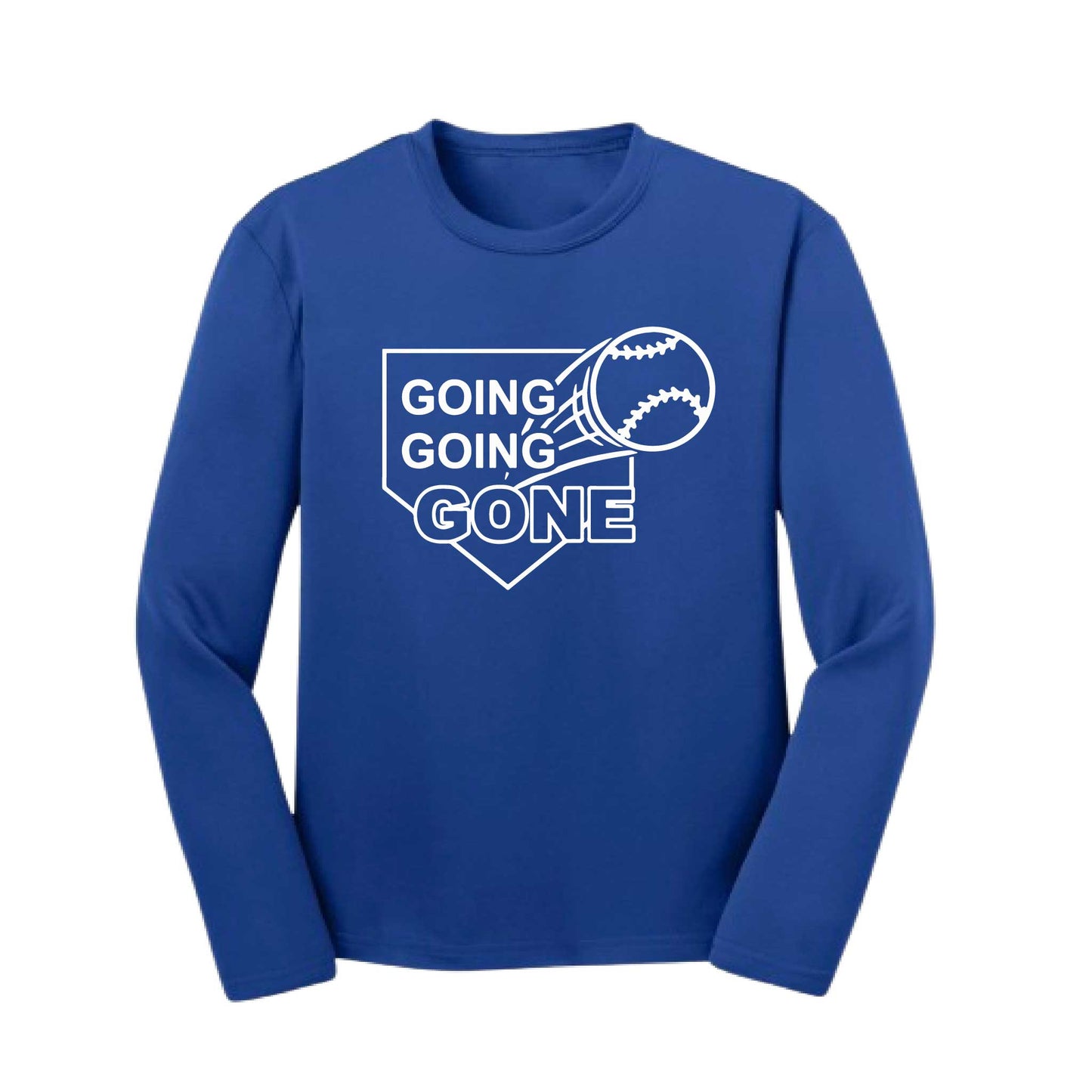Going Going Gone | Youth Long Sleeve Baseball Performance T-Shirts | 100% Polyester