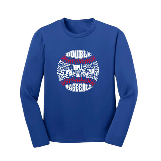 Grand Slam | Youth Long Sleeve Baseball Performance T-Shirts | 100% Polyester