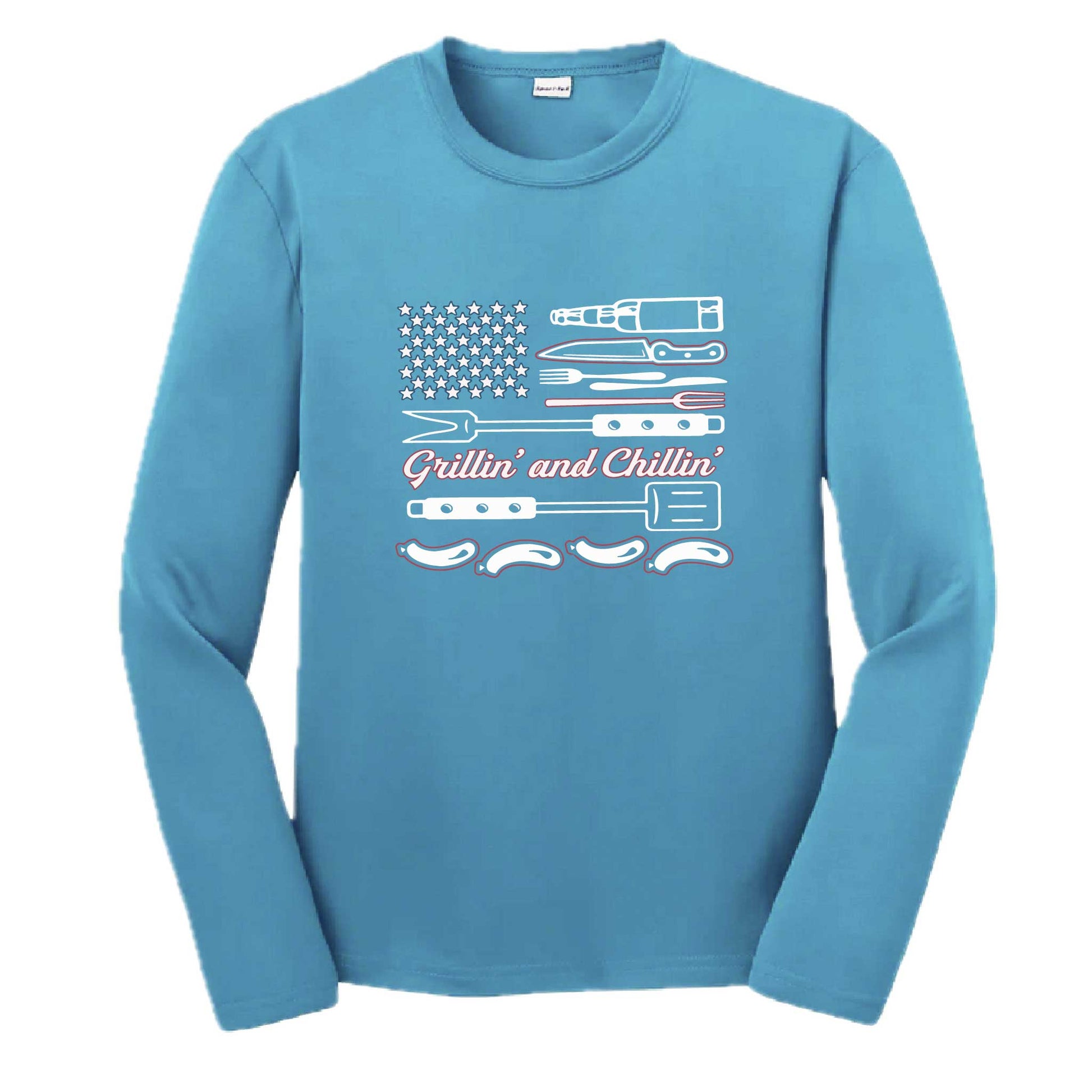 Grillin' and Chillin' | Youth Long Sleeve Camping T-Shirts | 100% Polyester