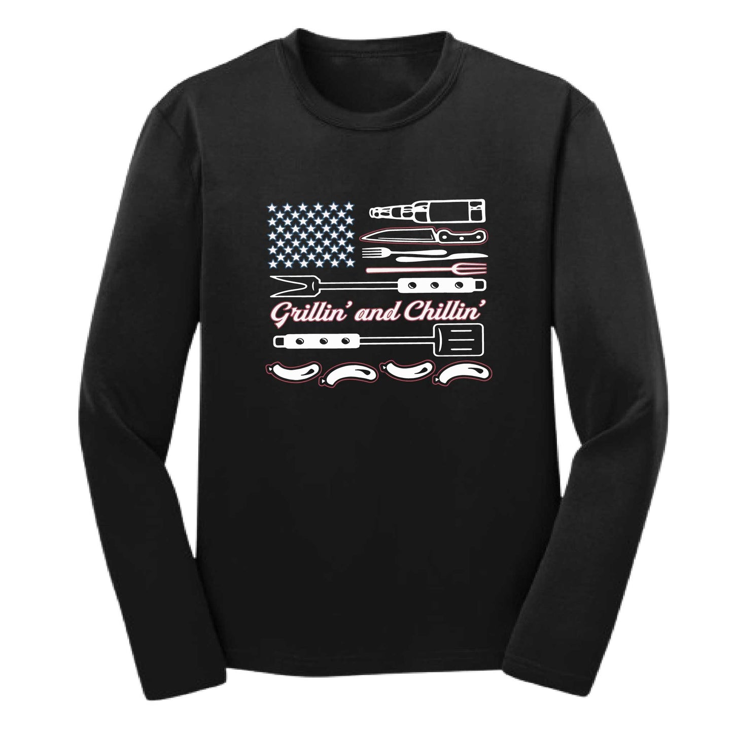 Grillin' and Chillin' | Youth Long Sleeve Camping T-Shirts | 100% Polyester