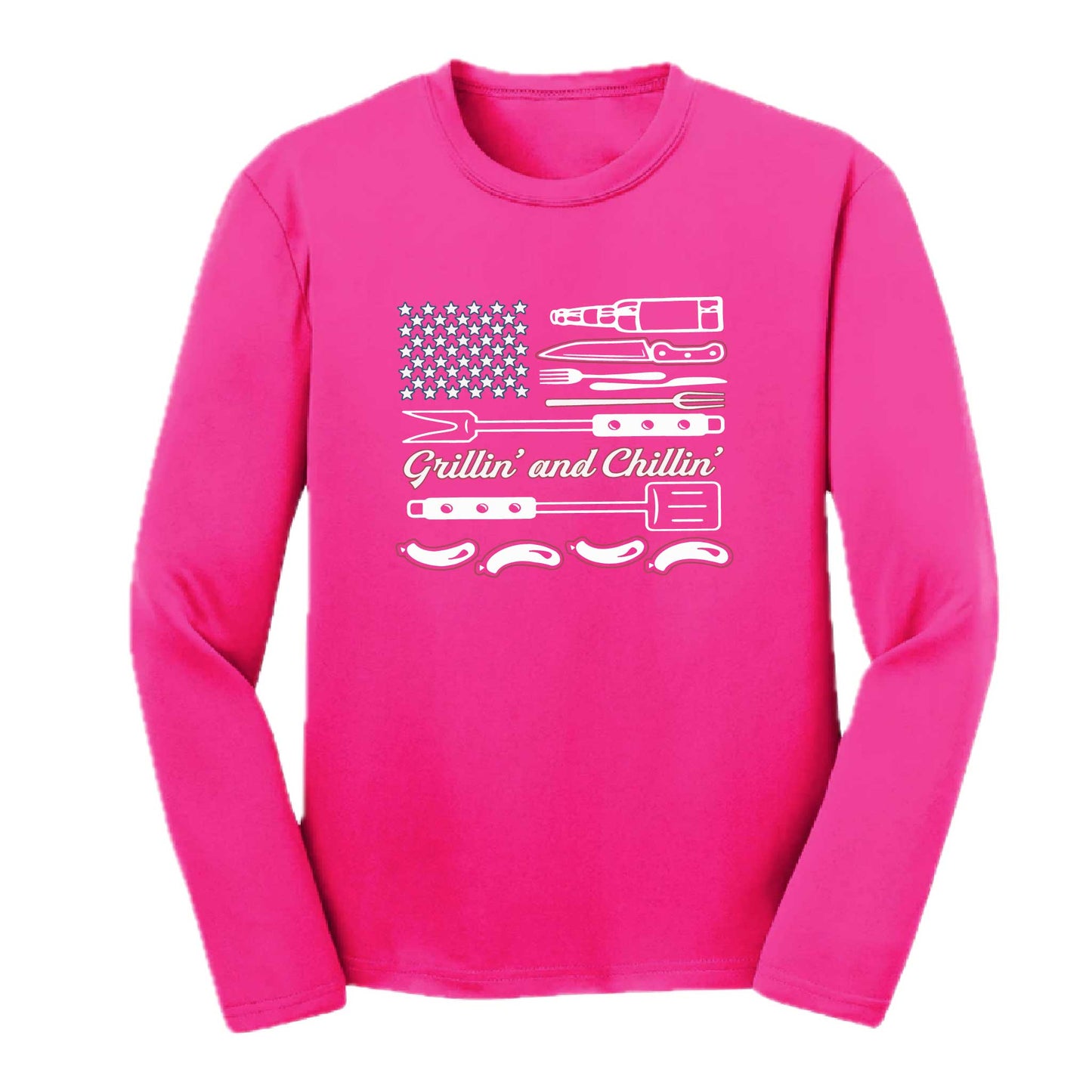 Grillin' and Chillin' | Youth Long Sleeve Camping T-Shirts | 100% Polyester