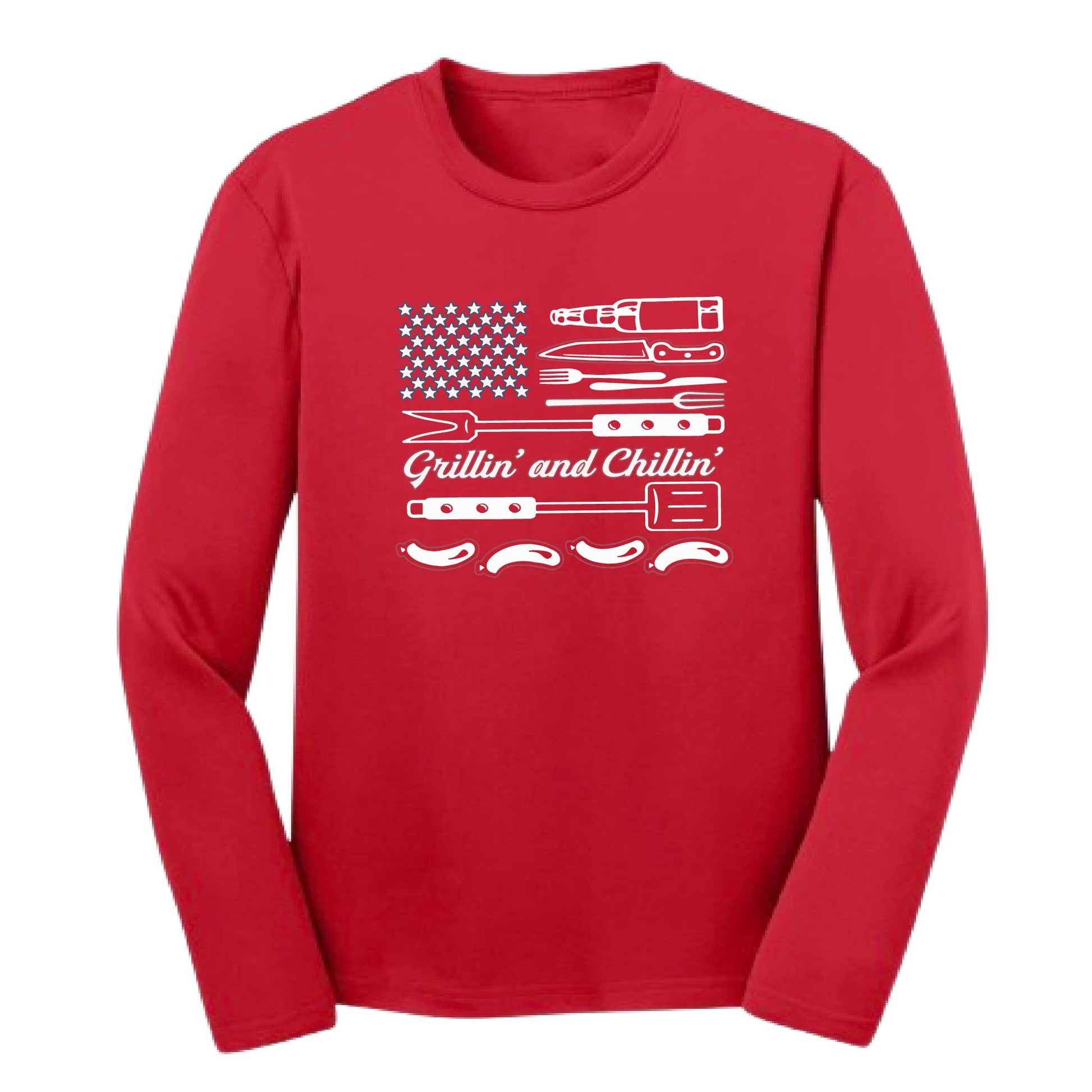 Grillin' and Chillin' | Youth Long Sleeve Camping T-Shirts | 100% Polyester