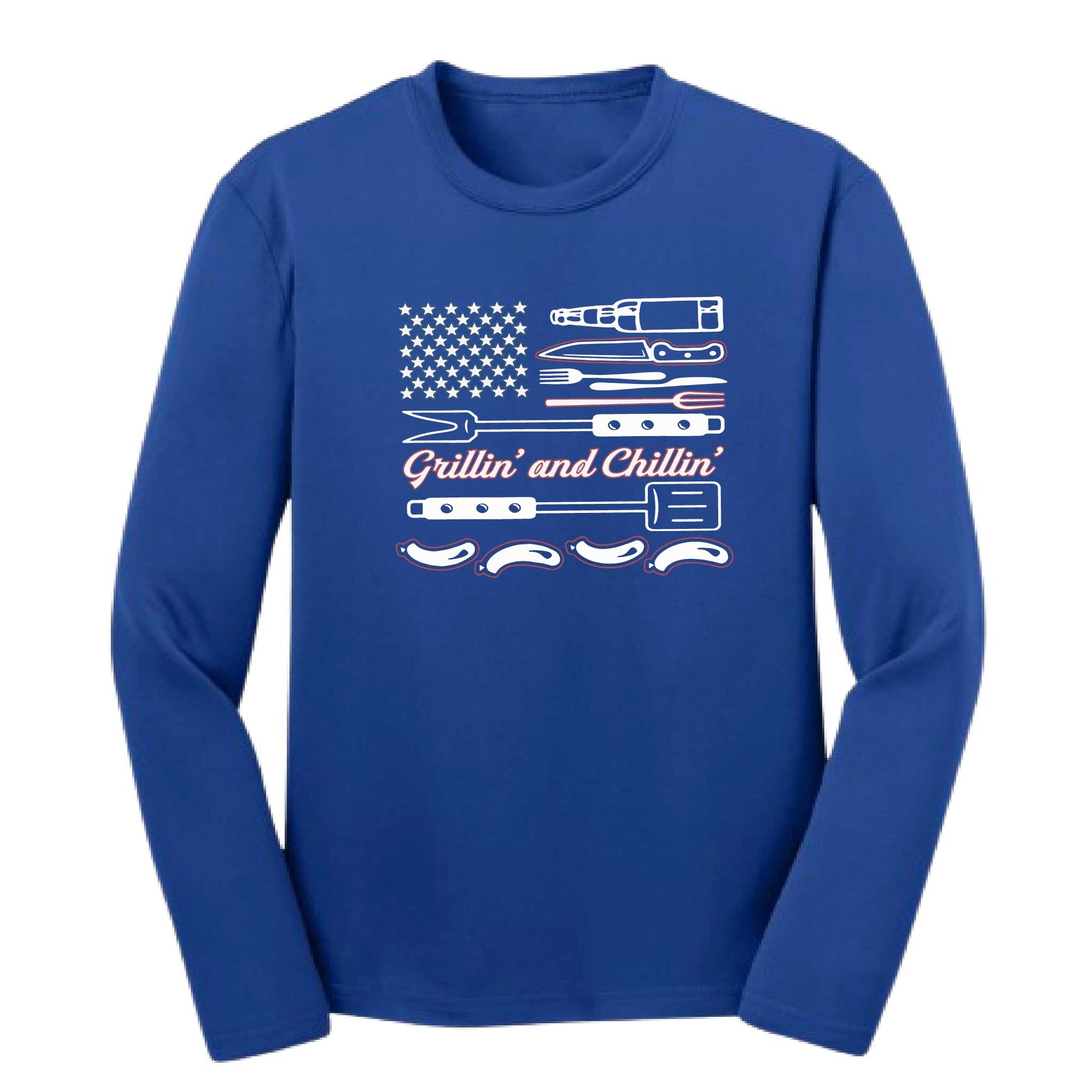 Grillin' and Chillin' | Youth Long Sleeve Camping T-Shirts | 100% Polyester