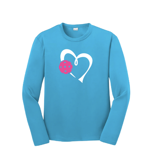 Love Pickleball (Pink) | Youth Long Sleeve Pickleball Shirts | 100% Polyester