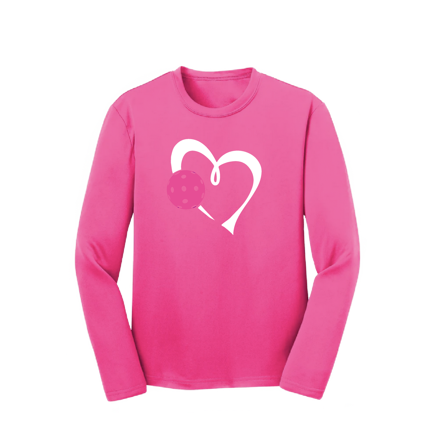 Love Pickleball (Pink) | Youth Long Sleeve Pickleball Shirts | 100% Polyester