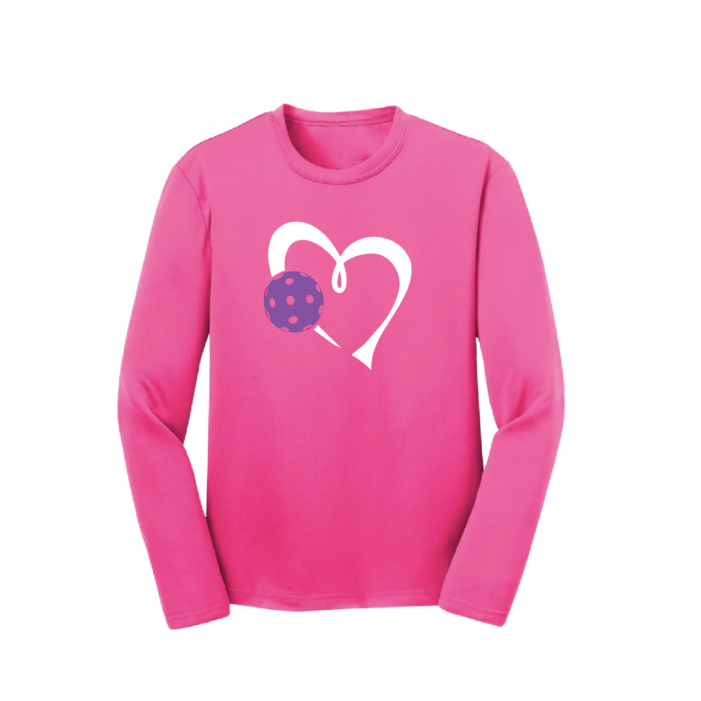 Love Pickleball (Purple) | Youth Long Sleeve Pickleball Shirts | 100% Polyester