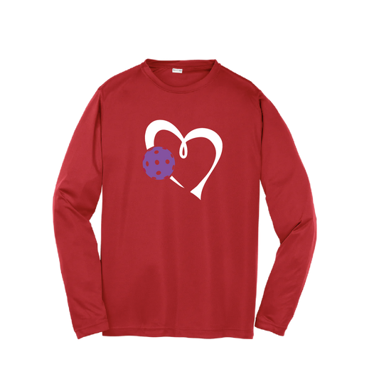 Love Pickleball (Purple) | Youth Long Sleeve Pickleball Shirts | 100% Polyester