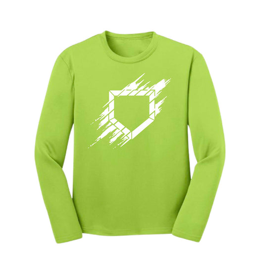 Home Plate | Youth Long Sleeve Baseball Performance T-Shirts | 100% Polyester