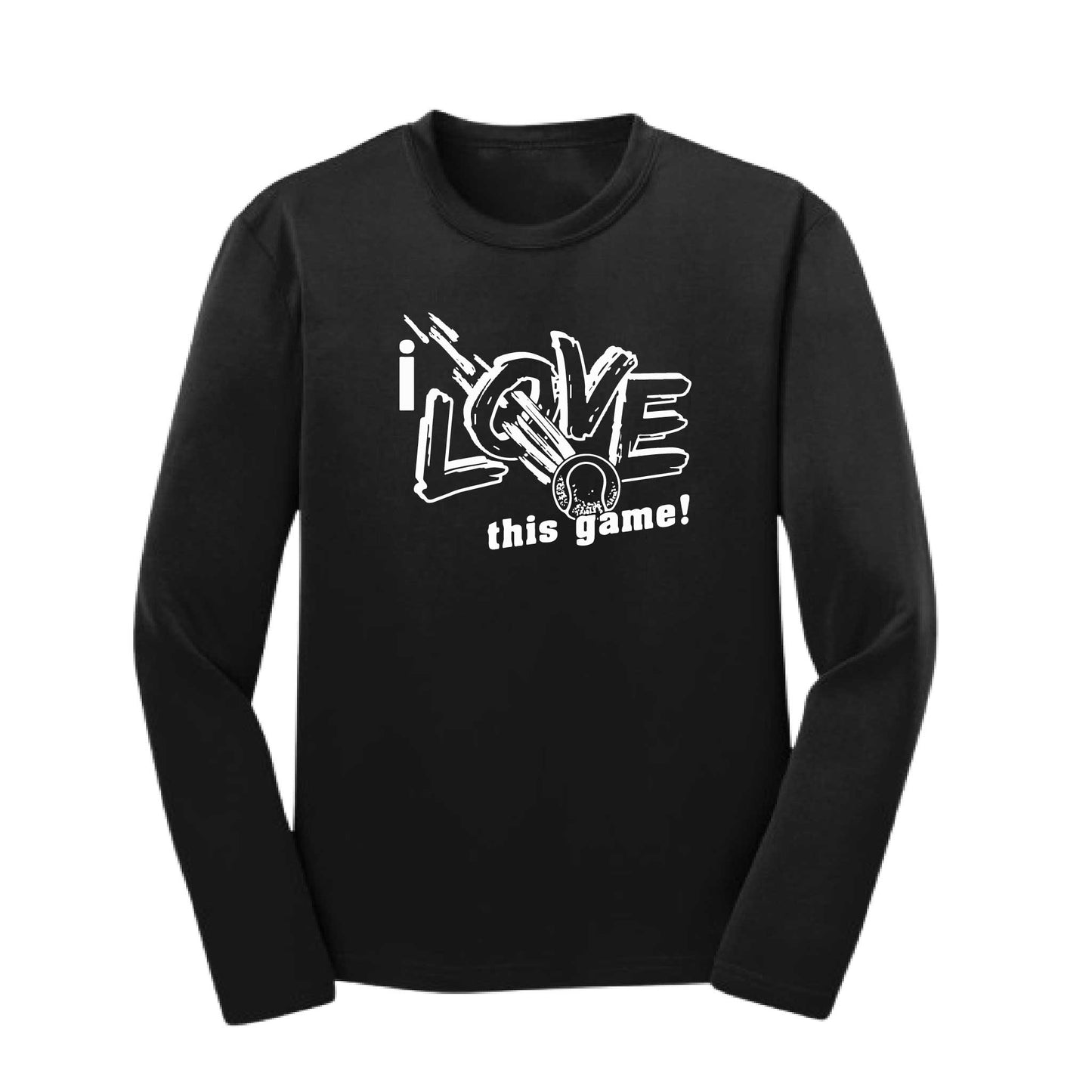 I Love This Game | Youth Long Sleeve Tennis Performance T-Shirts | 100% Polyester
