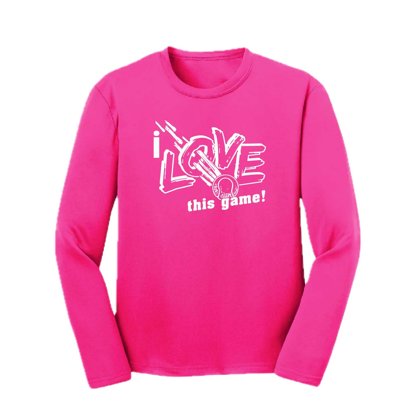 I Love This Game | Youth Long Sleeve Tennis Performance T-Shirts | 100% Polyester
