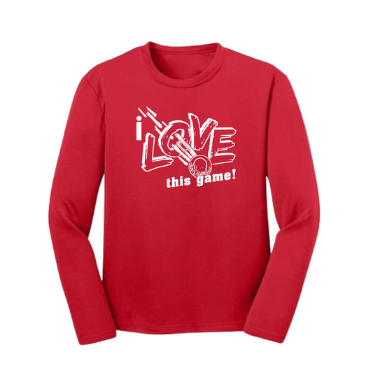 I Love This Game | Youth Long Sleeve Tennis Performance T-Shirts | 100% Polyester