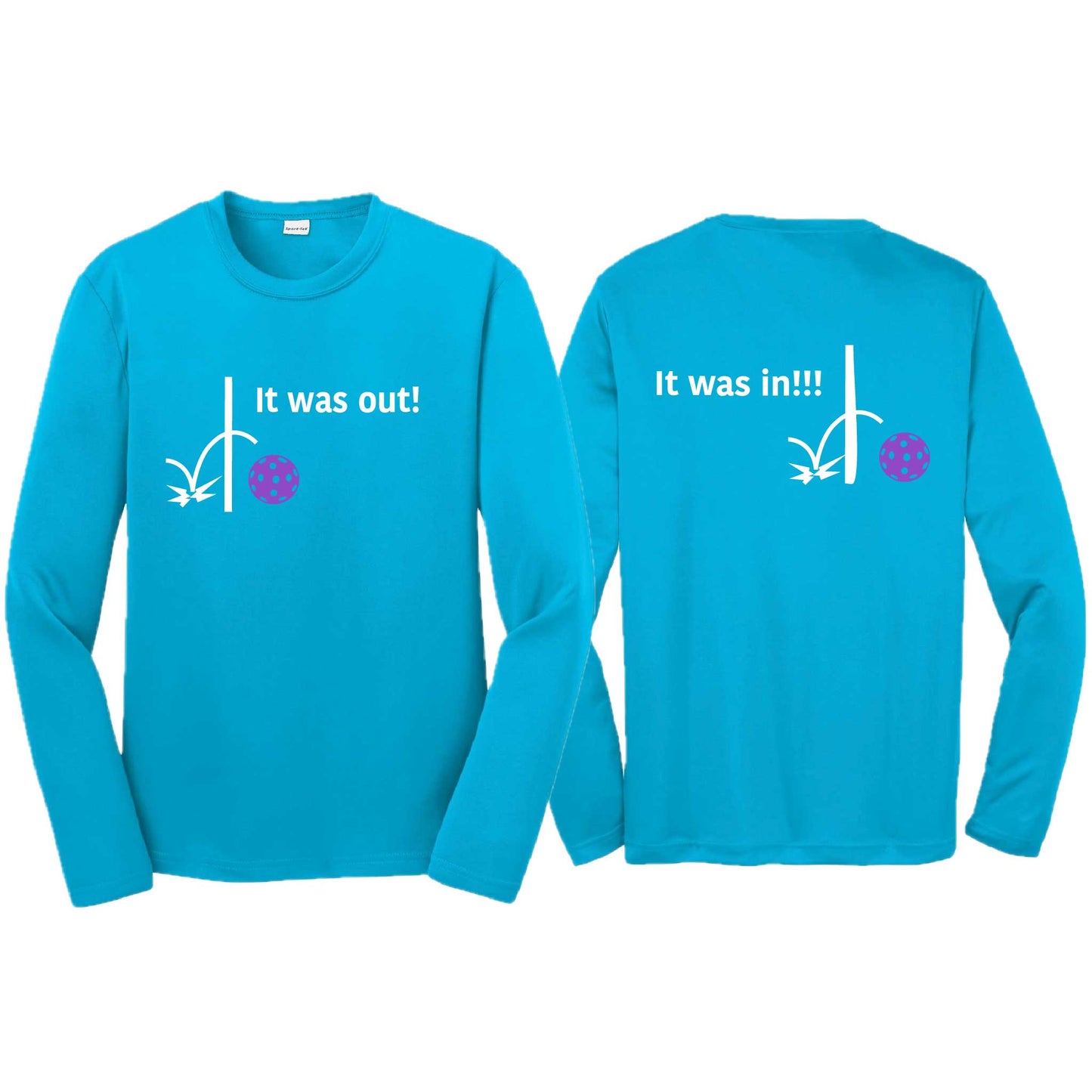 It Was Out! It Was In! (Pickleballs Pink Purple Rainbow) | Youth Long Sleeve Pickleball T-Shirts | 100% Polyester