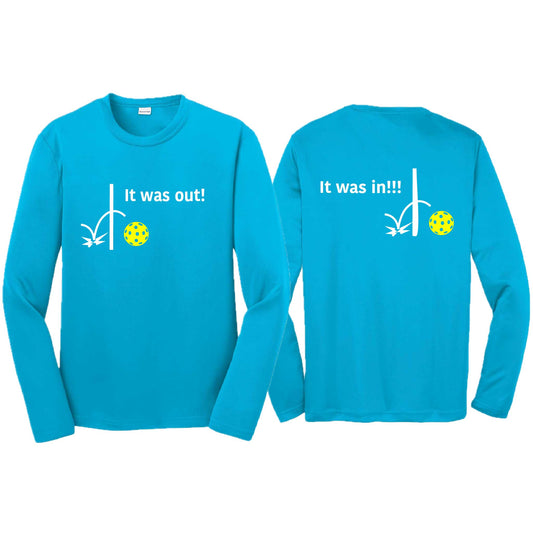 It Was Out! It Was In! (Pickleballs Red White Yellow) | Youth Long Sleeve Pickleball T-Shirts | 100% Polyester