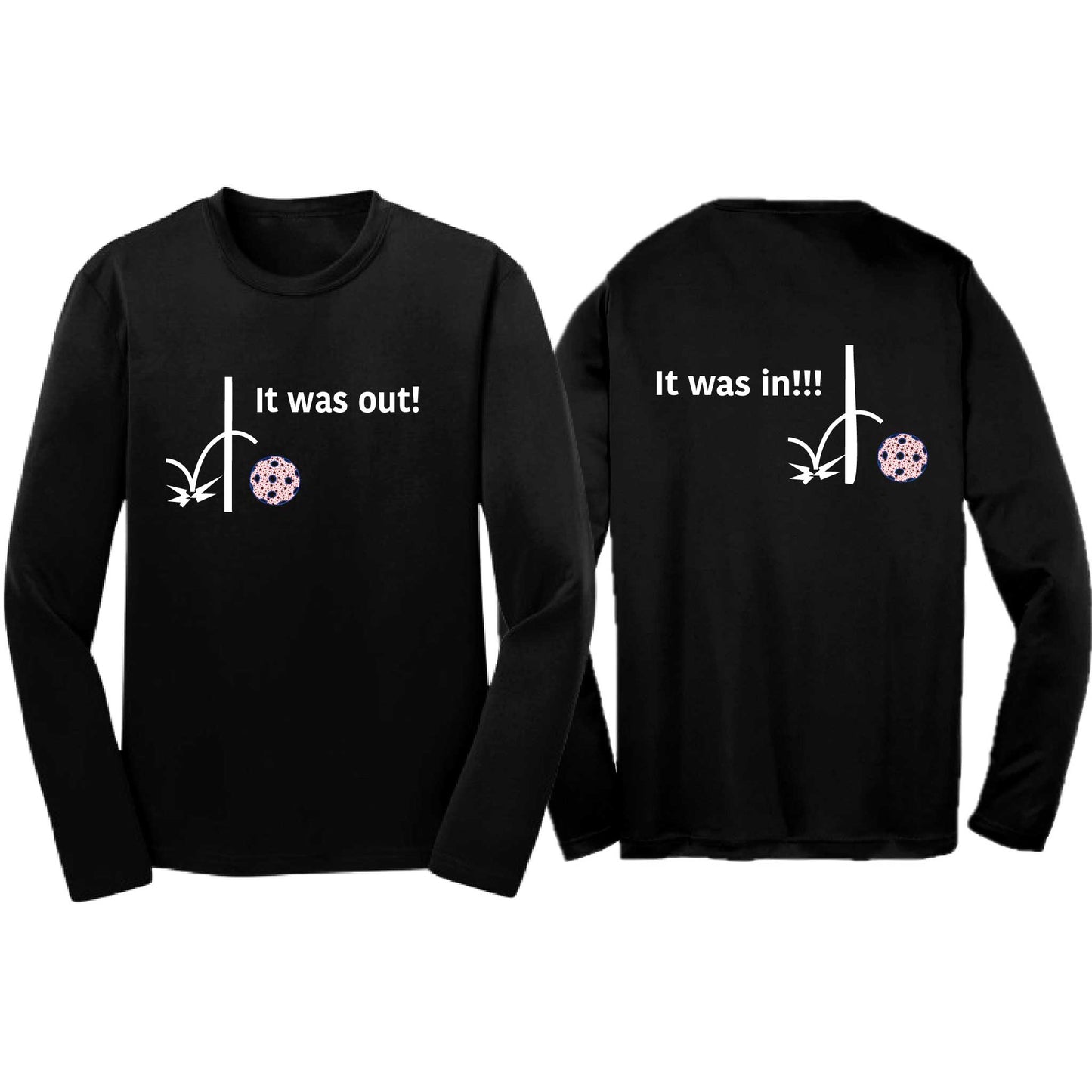 It Was Out! It Was In! (Pickleballs Patriotic Stars) | Youth Long Sleeve Pickleball T-Shirts | 100% Polyester