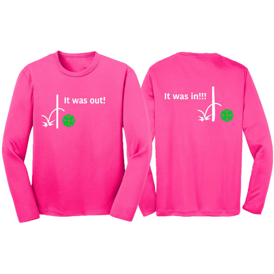 It Was Out! It Was In! (Pickleballs Cyan Green Orange) | Youth Long Sleeve Pickleball T-Shirts | 100% Polyester
