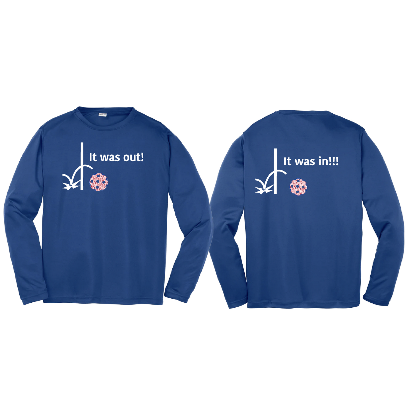 It Was Out! It Was In! (Pickleballs Patriotic Stars) | Youth Long Sleeve Pickleball Shirts | 100% Polyester