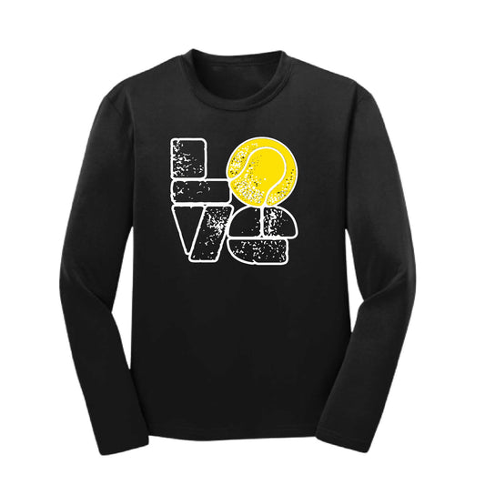 Love Stacked | Youth Long Sleeve Tennis Performance T-Shirts | 100% Polyester